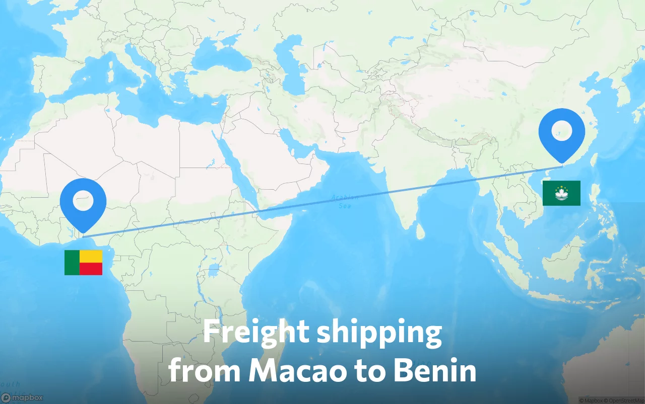 Shipping route from Macao to Benin