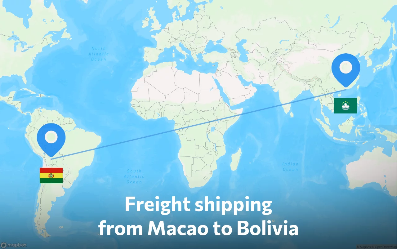 Shipping route from Macao to Bolivia