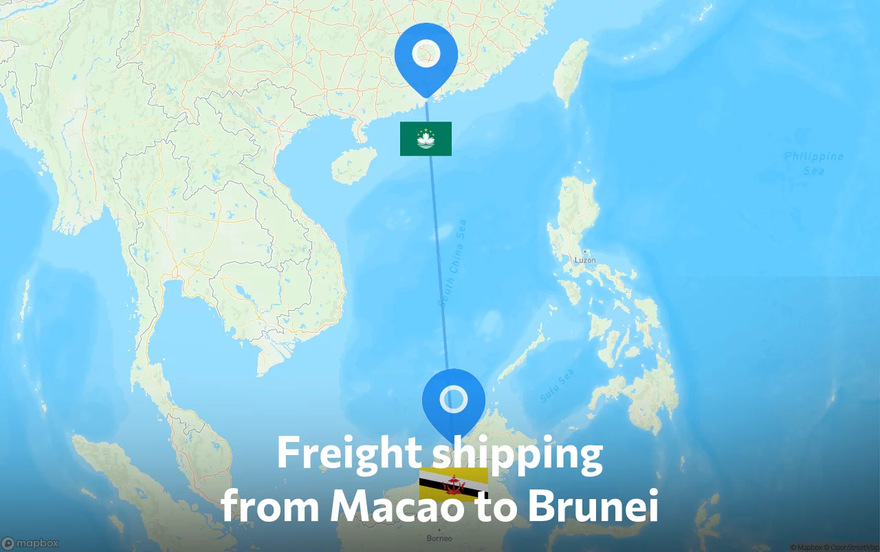 Shipping route from Macao to Brunei