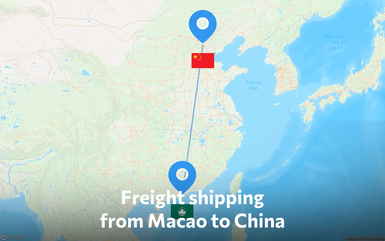 Shipping route from Macao to China