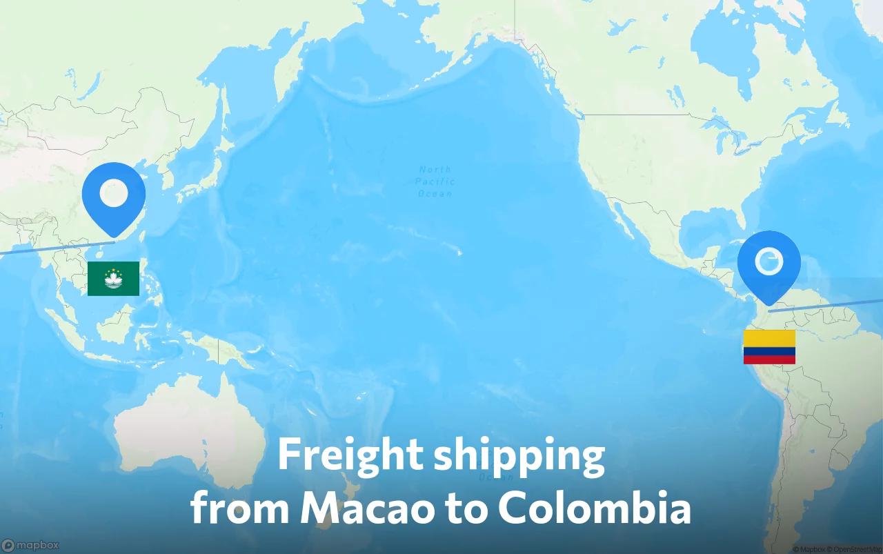 Shipping route from Macao to Colombia