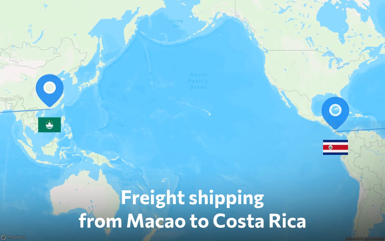 Shipping route from Macao to Costa Rica