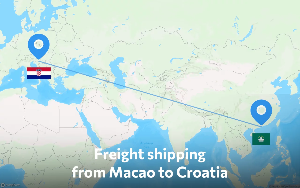 Shipping route from Macao to Croatia