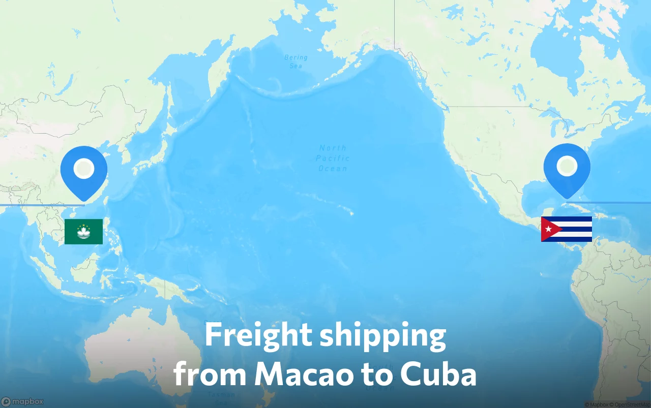 Shipping route from Macao to Cuba