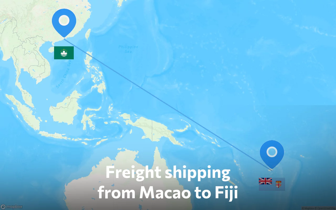 Shipping route from Macao to Fiji