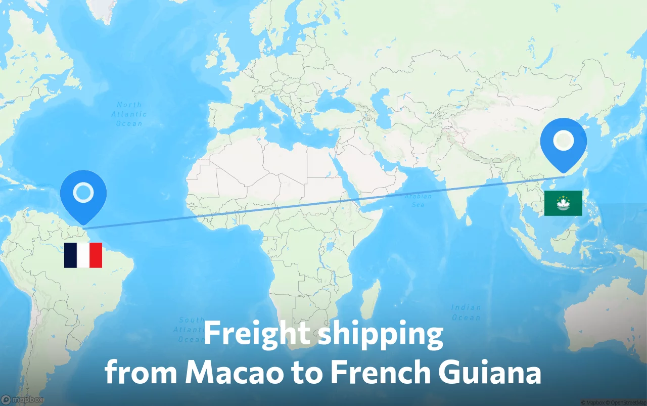 Shipping route from Macao to French Guiana