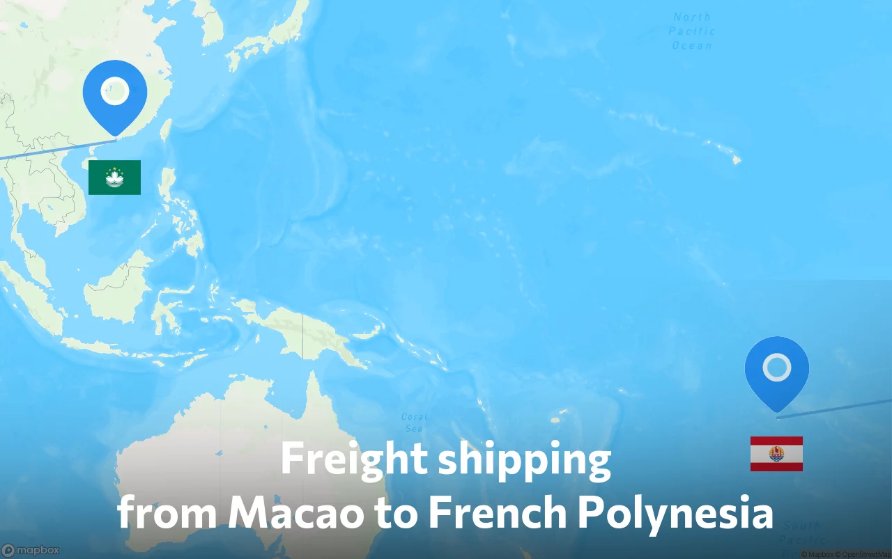 Shipping route from Macao to French Polynesia