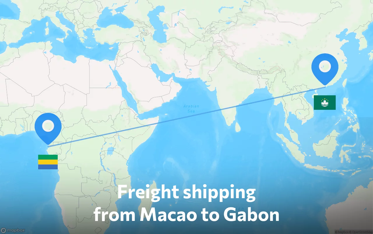 Shipping route from Macao to Gabon