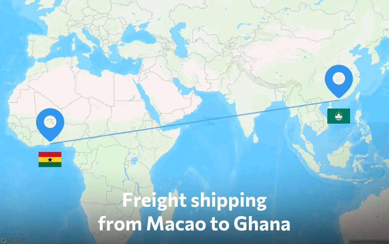 Shipping route from Macao to Ghana