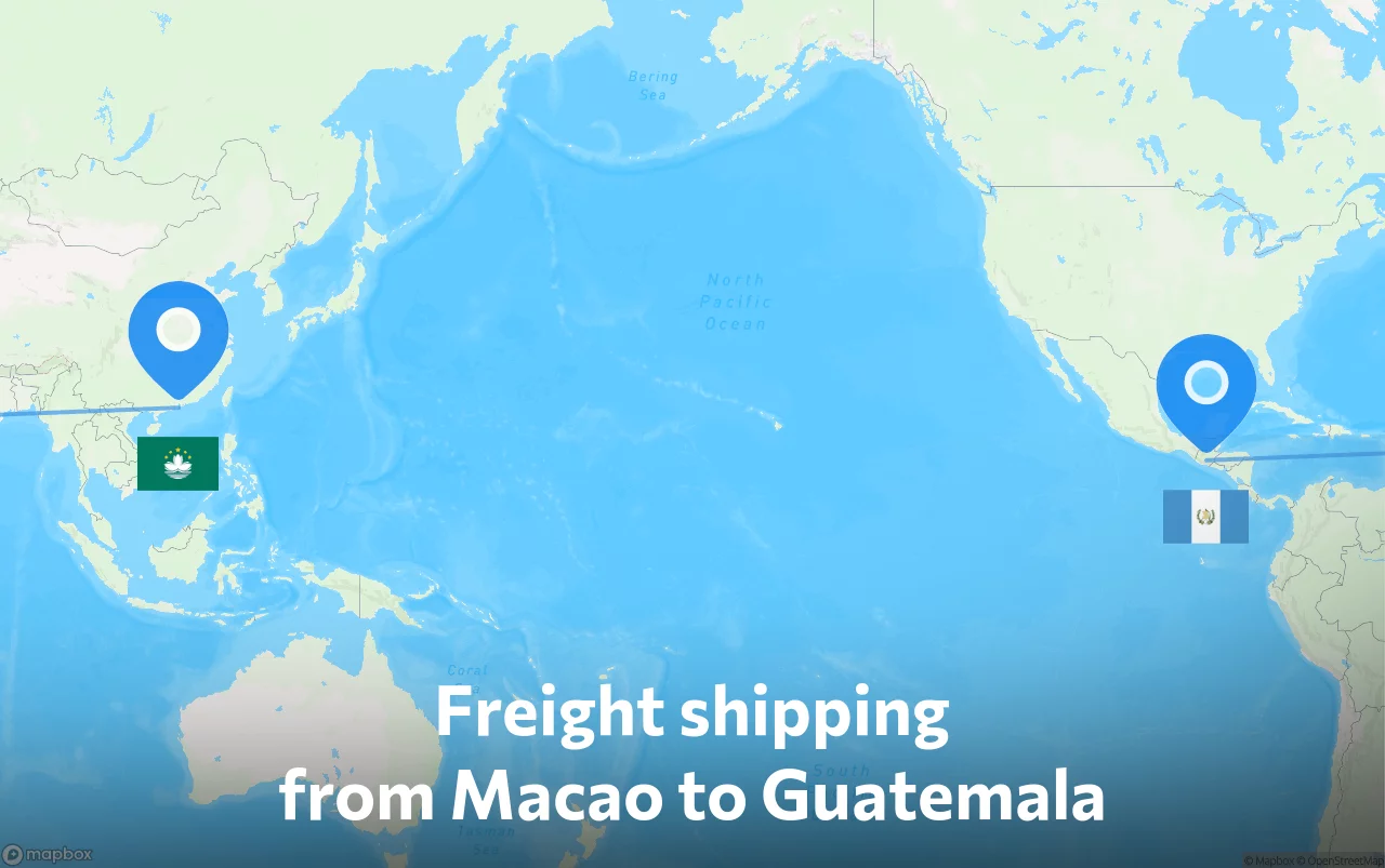 Shipping route from Macao to Guatemala