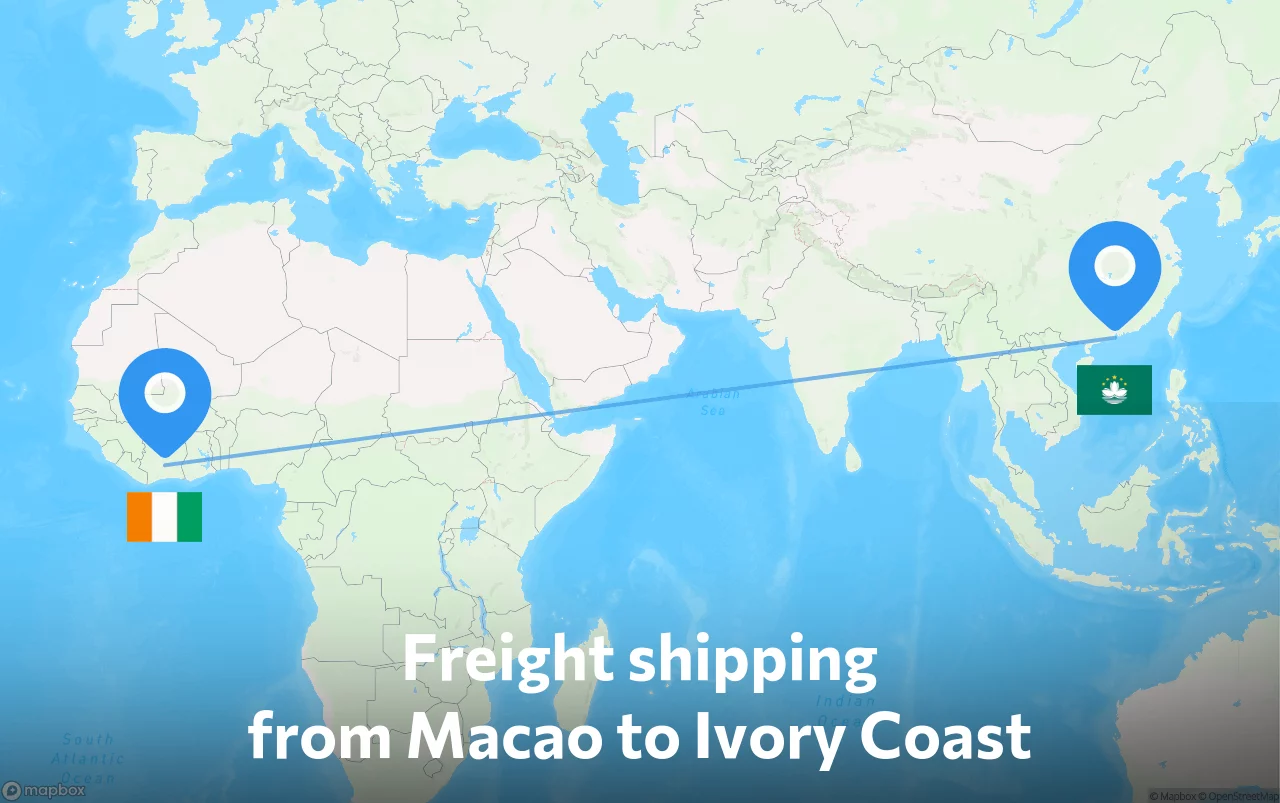 Shipping route from Macao to Ivory Coast