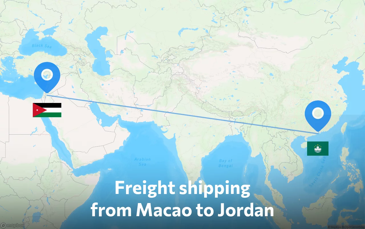 Shipping route from Macao to Jordan