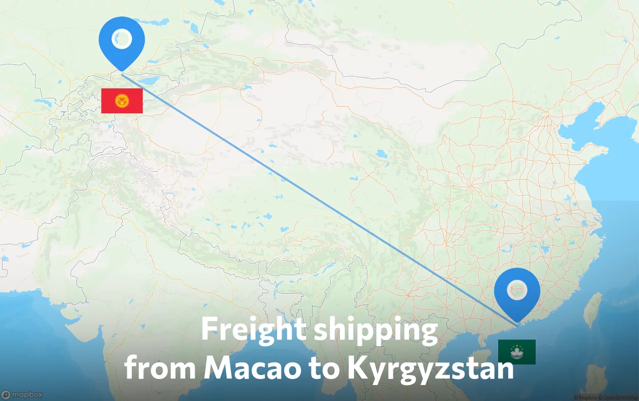 Shipping route from Macao to Kyrgyzstan