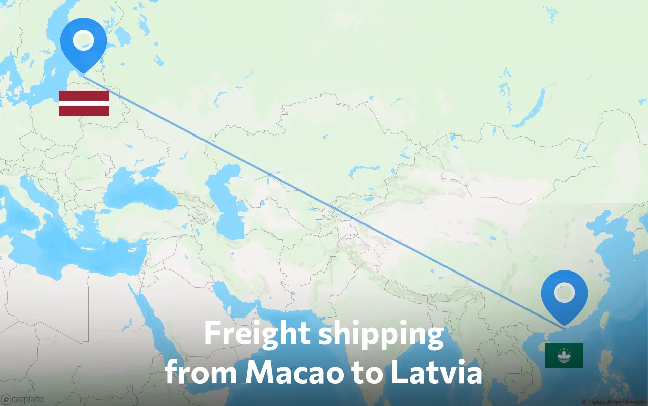 Shipping route from Macao to Latvia