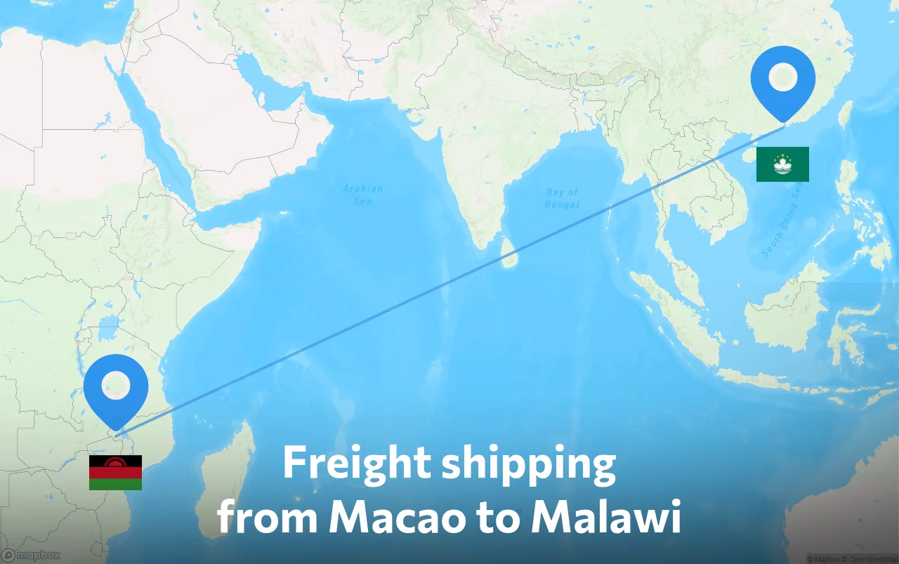 Shipping route from Macao to Malawi
