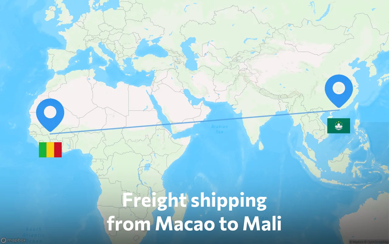 Shipping route from Macao to Mali