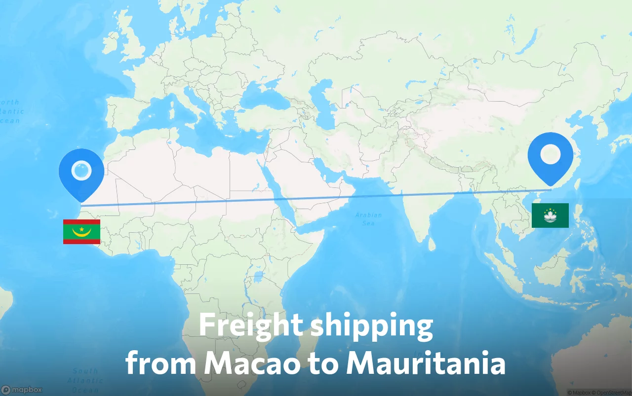Shipping route from Macao to Mauritania