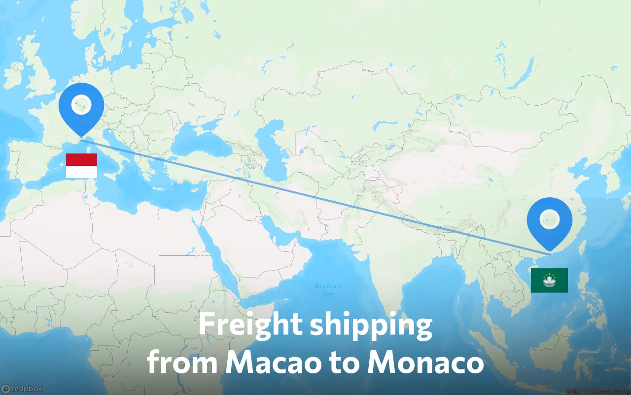 Shipping route from Macao to Monaco