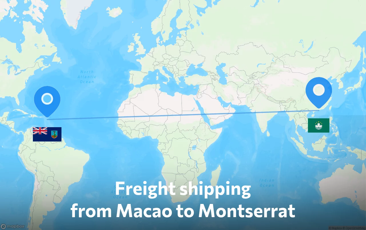 Shipping route from Macao to Montserrat