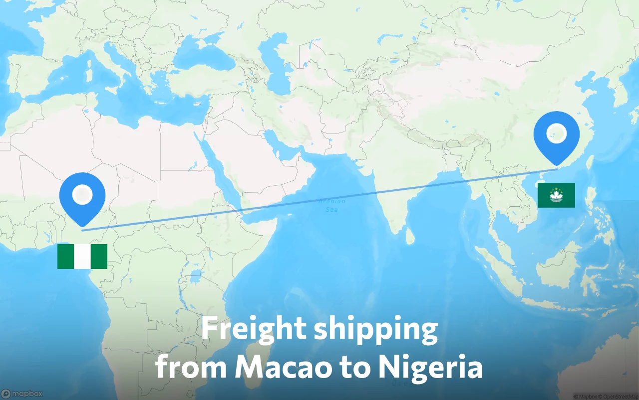 Shipping route from Macao to Nigeria