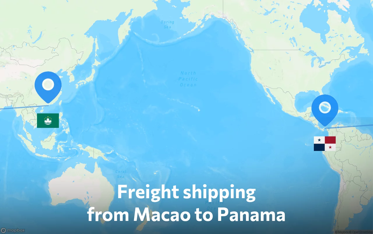 Shipping route from Macao to Panama