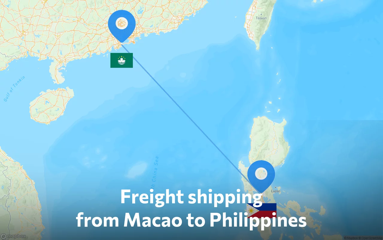 Shipping route from Macao to Philippines