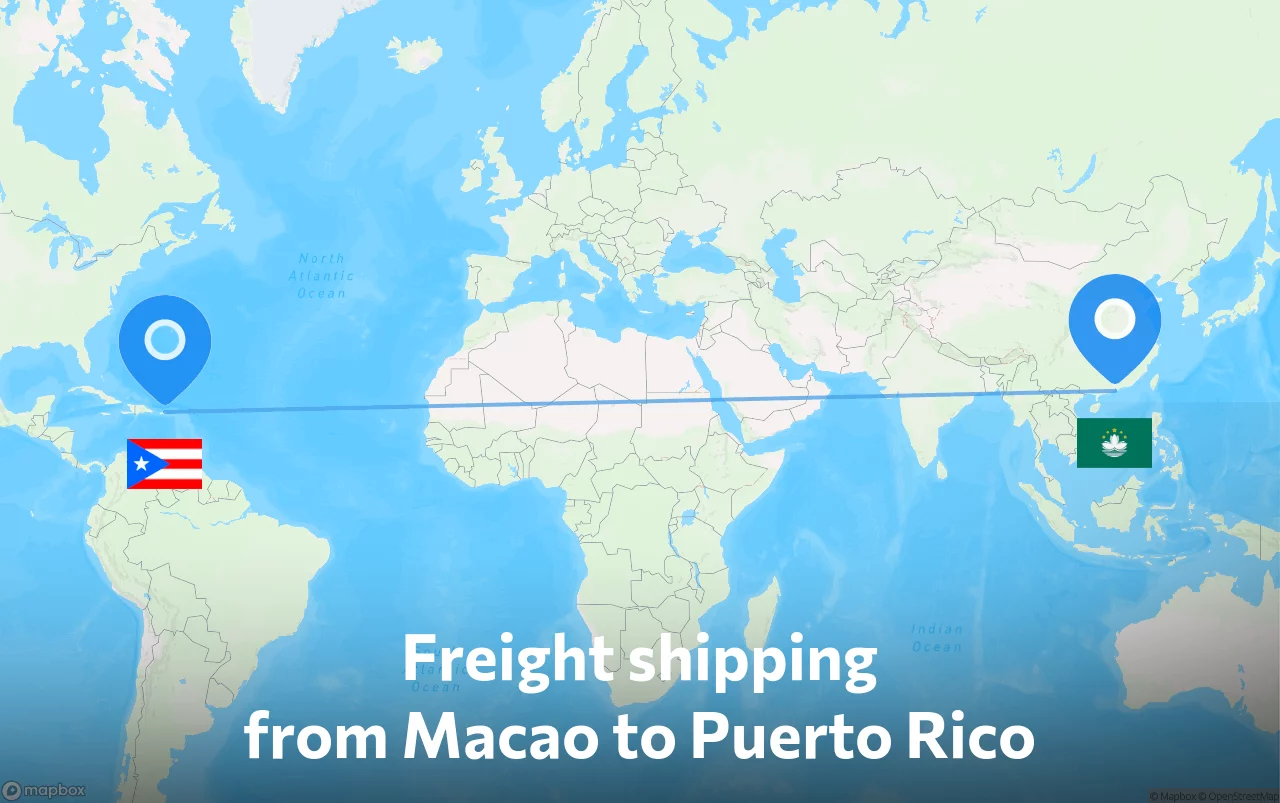 Shipping route from Macao to Puerto Rico