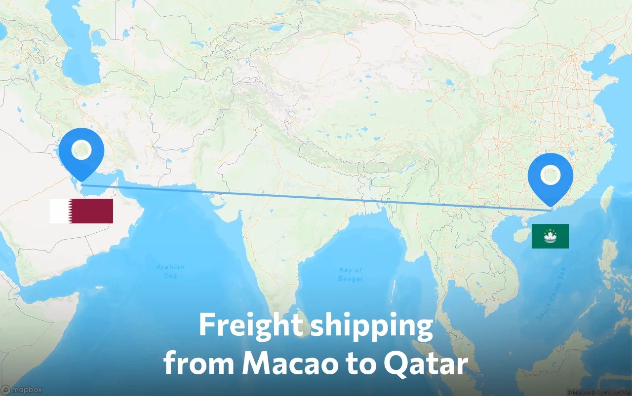 Shipping route from Macao to Qatar