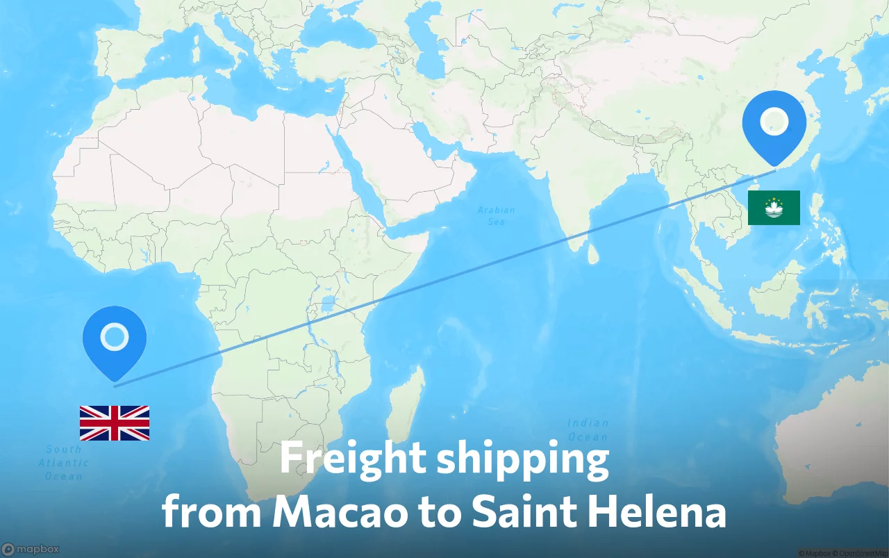 Shipping route from Macao to Saint Helena