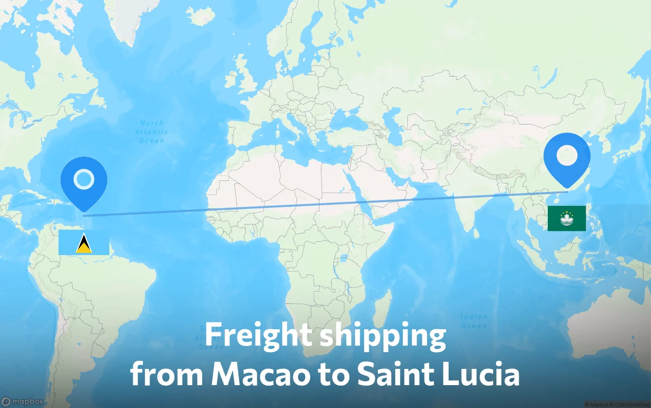 Shipping route from Macao to Saint Lucia