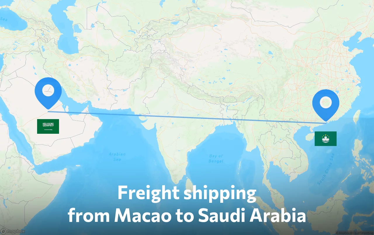 Shipping route from Macao to Saudi Arabia