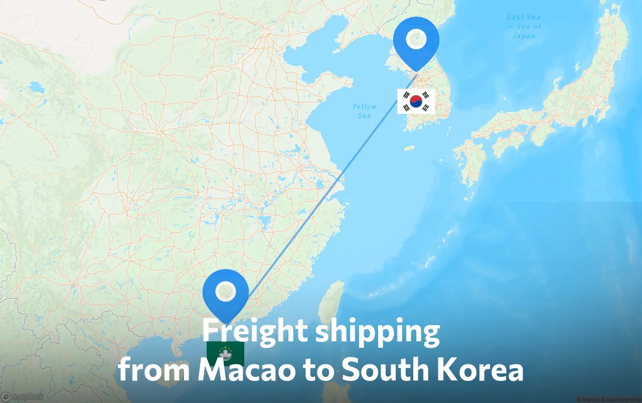 Shipping route from Macao to South Korea