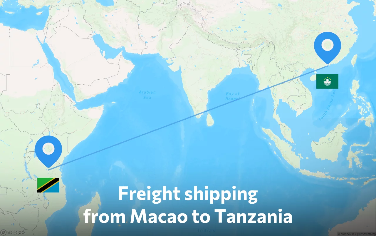 Shipping route from Macao to Tanzania