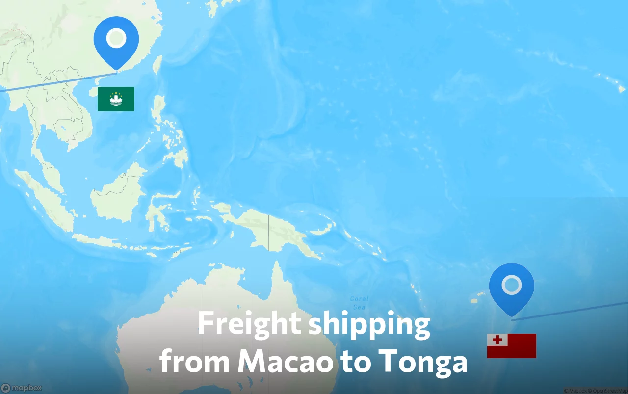Shipping route from Macao to Tonga