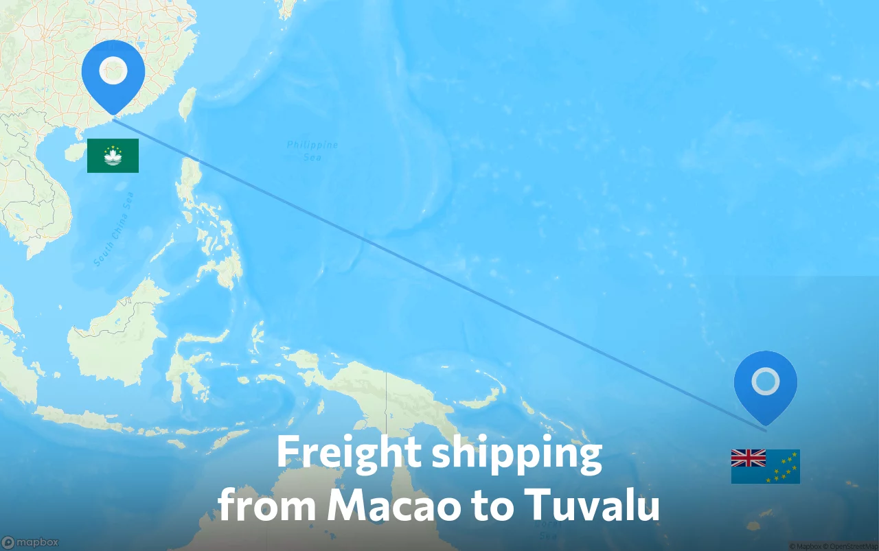 Shipping route from Macao to Tuvalu