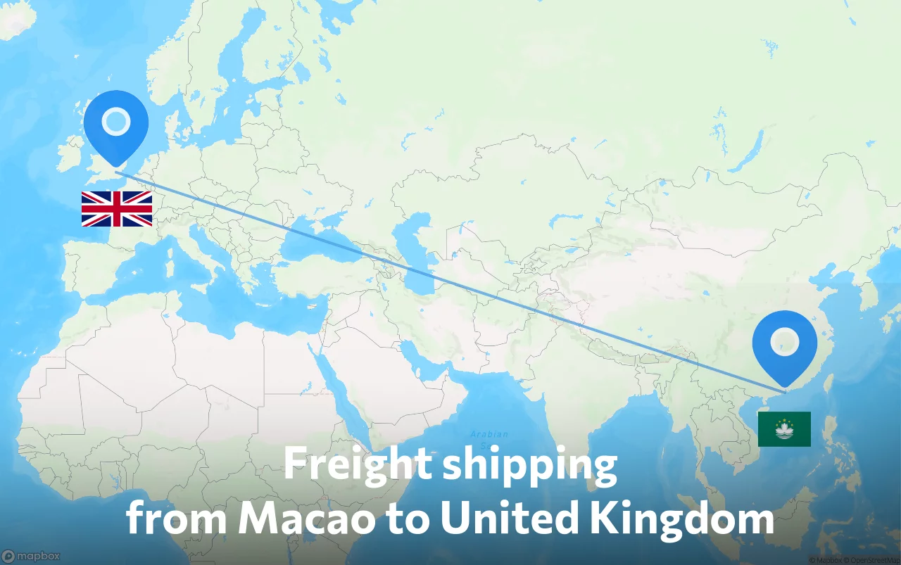 Shipping route from Macao to United Kingdom