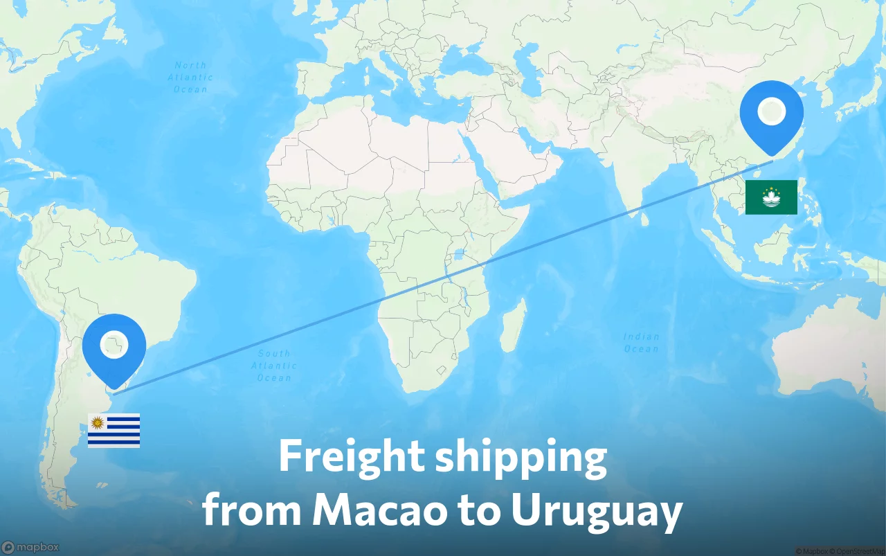 Shipping route from Macao to Uruguay