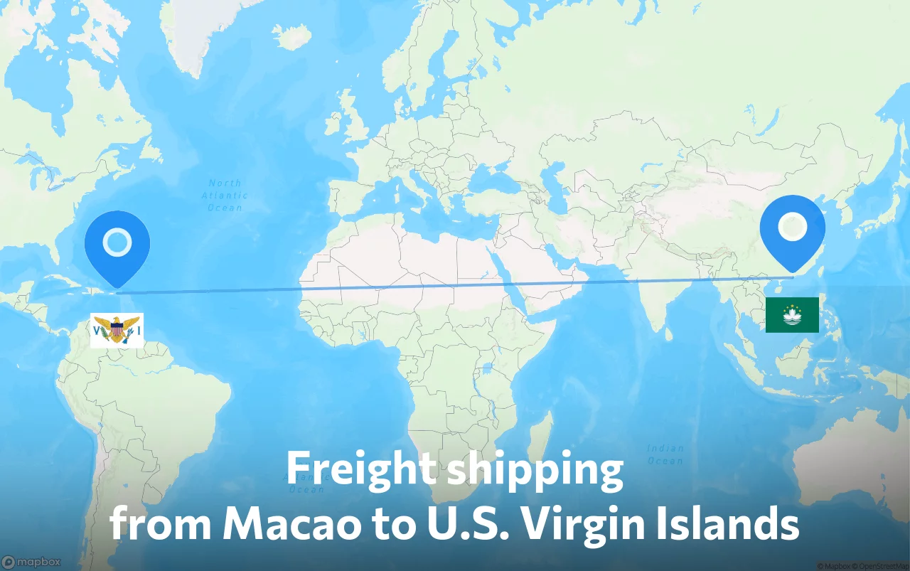 Shipping route from Macao to U.S. Virgin Islands