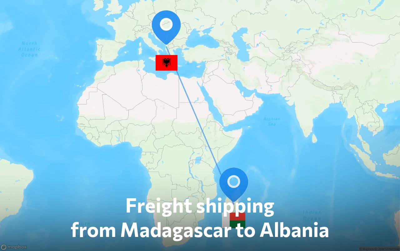 Shipping route from Madagascar to Albania