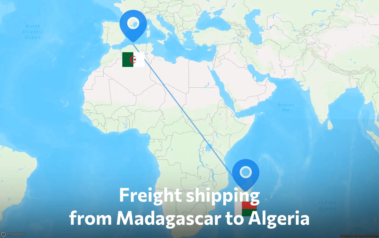 Shipping route from Madagascar to Algeria