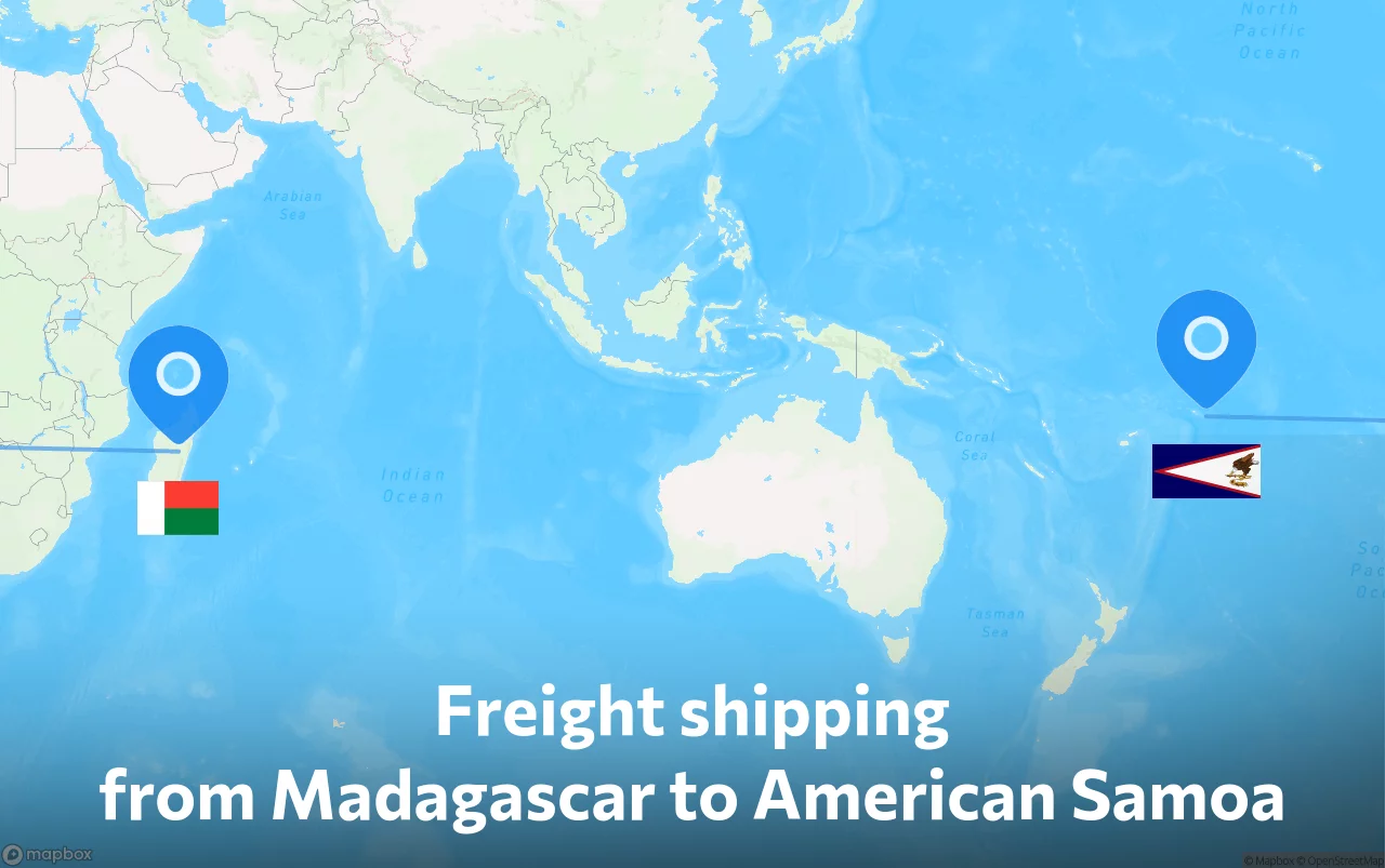 Shipping route from Madagascar to American Samoa