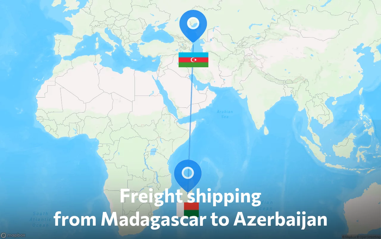 Shipping route from Madagascar to Azerbaijan