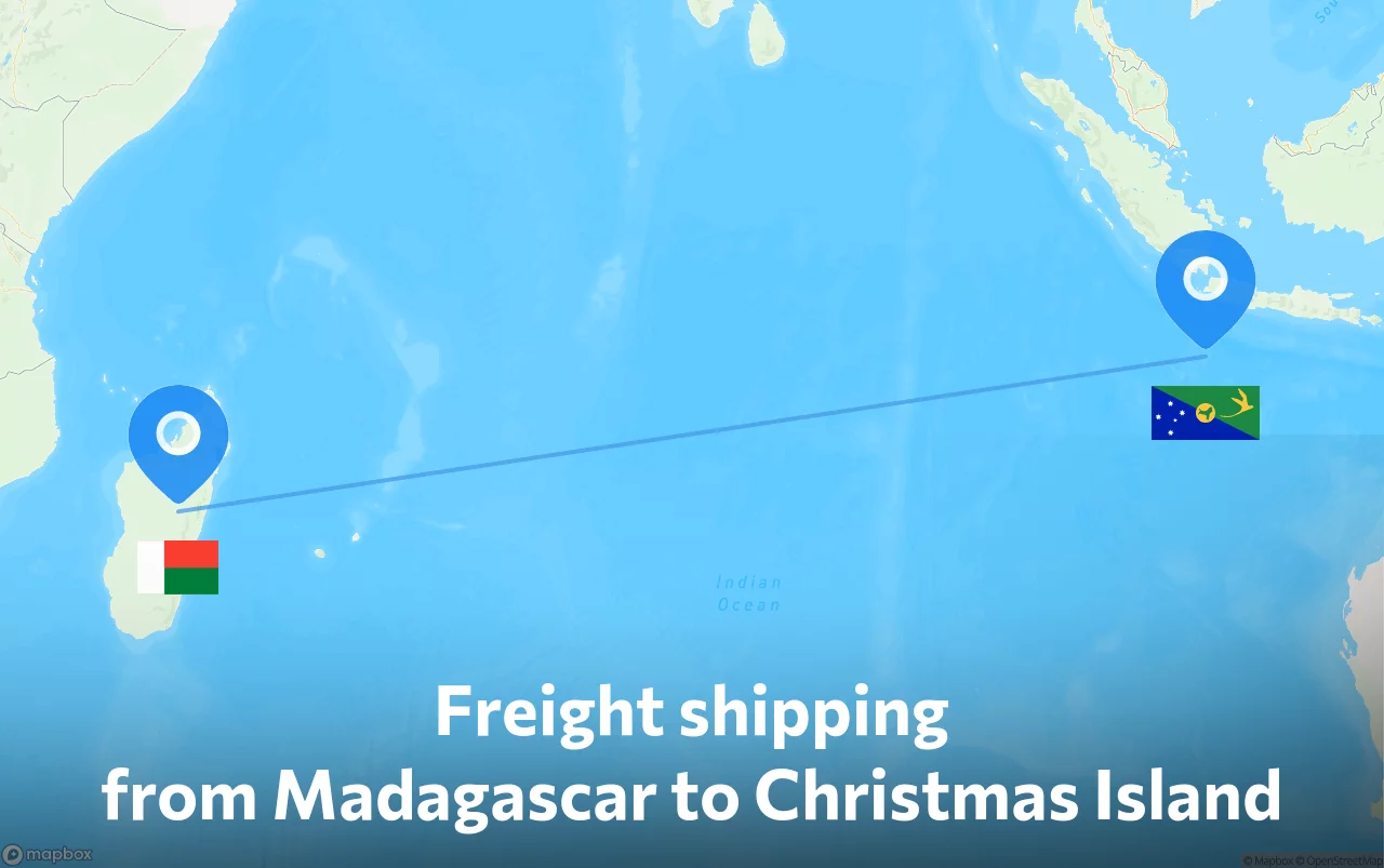 Shipping route from Madagascar to Christmas Island