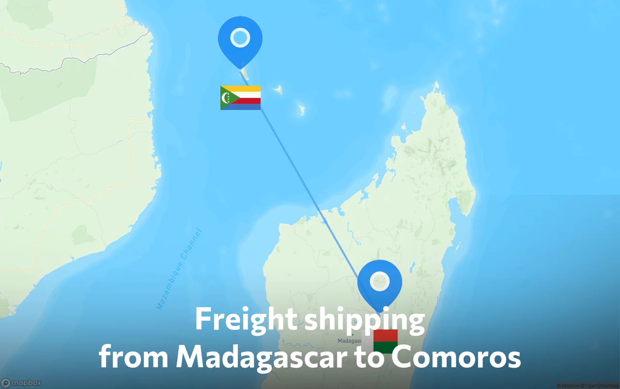 Shipping route from Madagascar to Comoros