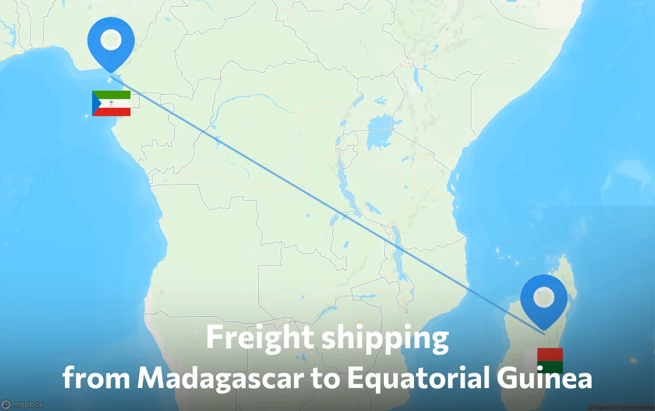 Shipping route from Madagascar to Equatorial Guinea