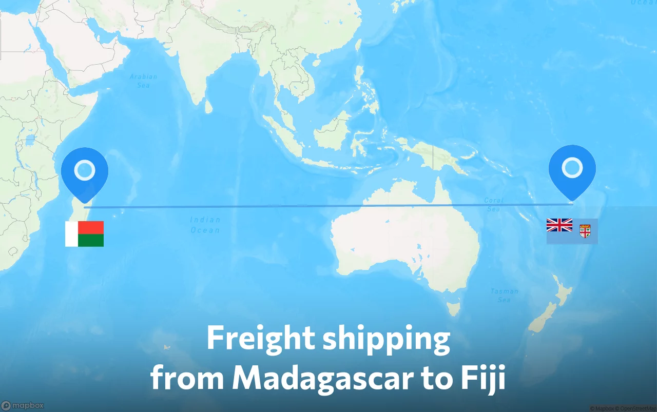 Shipping route from Madagascar to Fiji