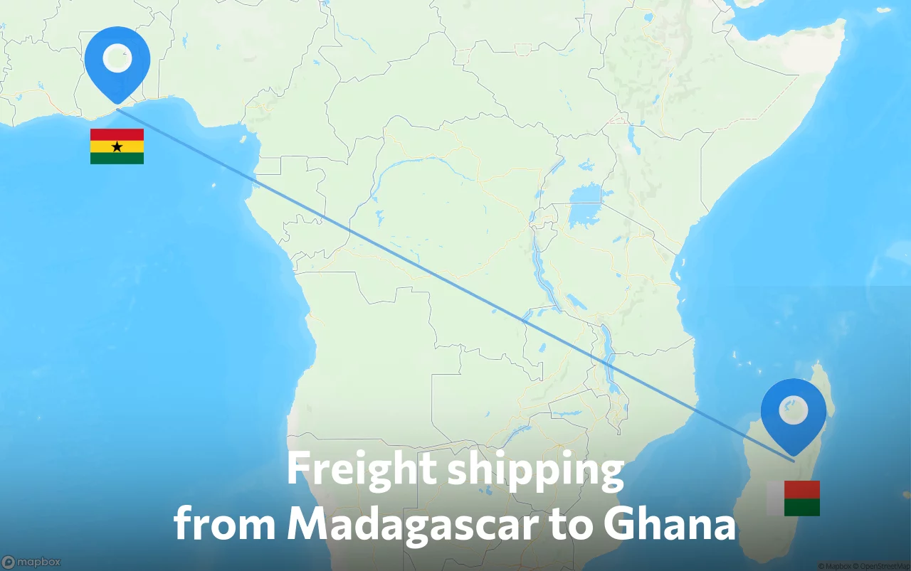 Shipping route from Madagascar to Ghana