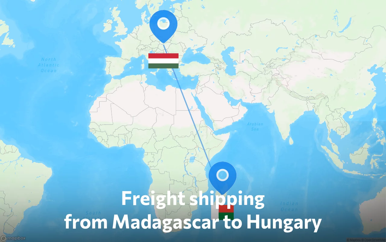 Shipping route from Madagascar to Hungary