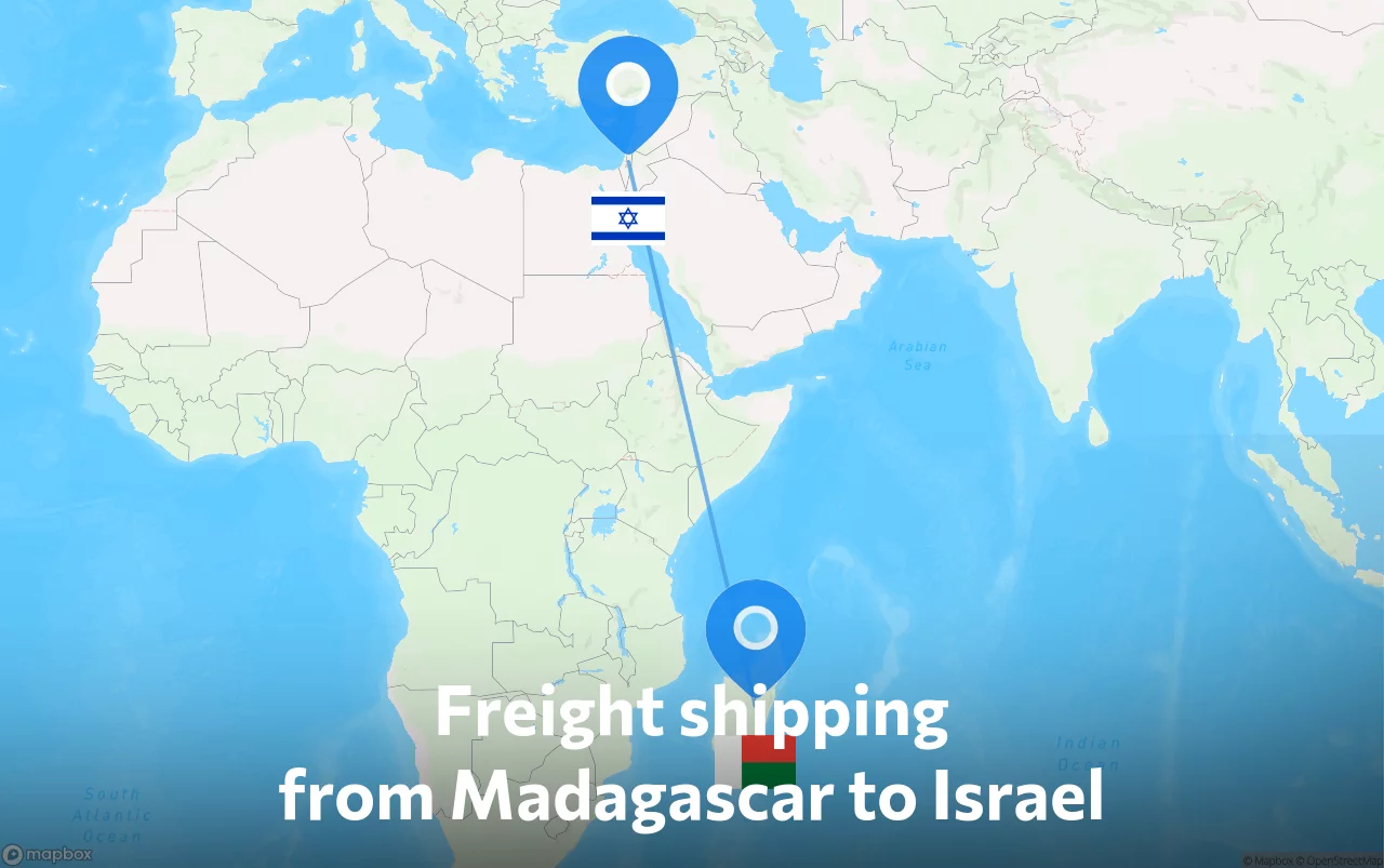 Shipping route from Madagascar to Israel