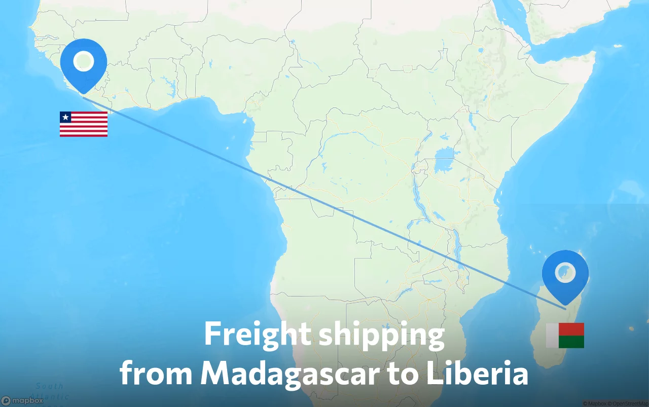 Shipping route from Madagascar to Liberia